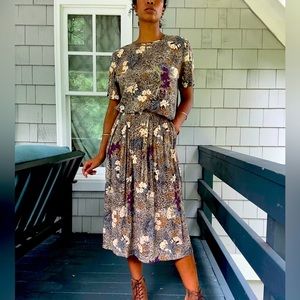 Vintage mixed print skirt set